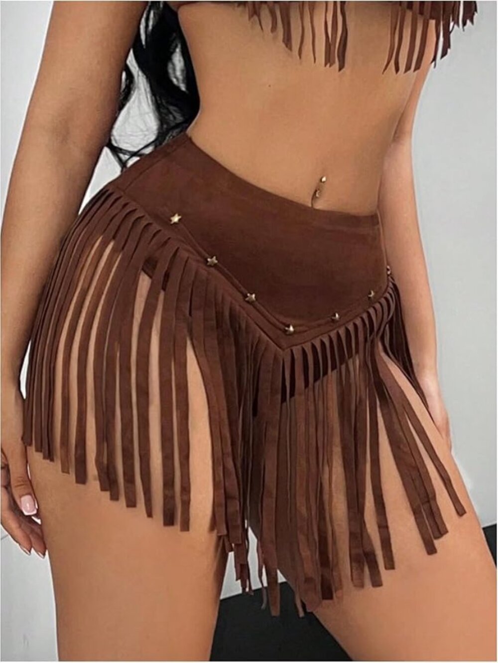 Women's Beaded Fringe Trim Mini Skirt - Picture 3 of 5